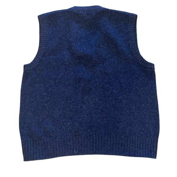 Mens Sweater Vest Large Y2K Preppy Grandpa Party 100% Wool Classic Layering - Picture 2 of 5